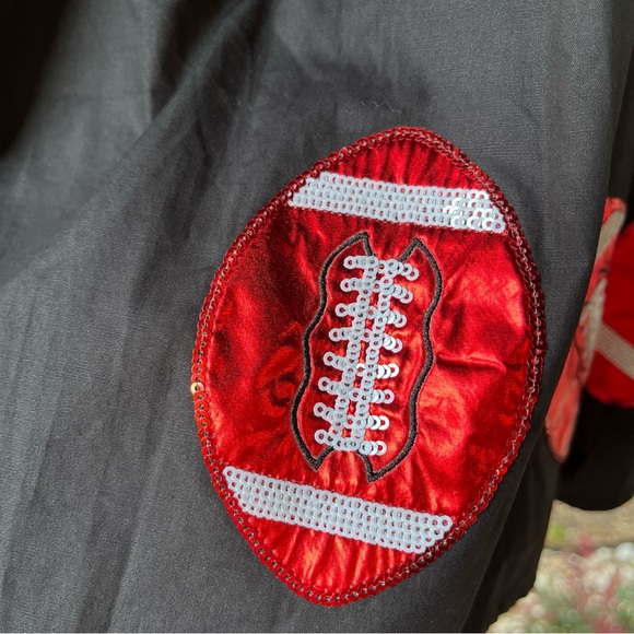 Queen Of Sparkles Women’s Large Red & black Football Romper NEW - Picture 2 of 7